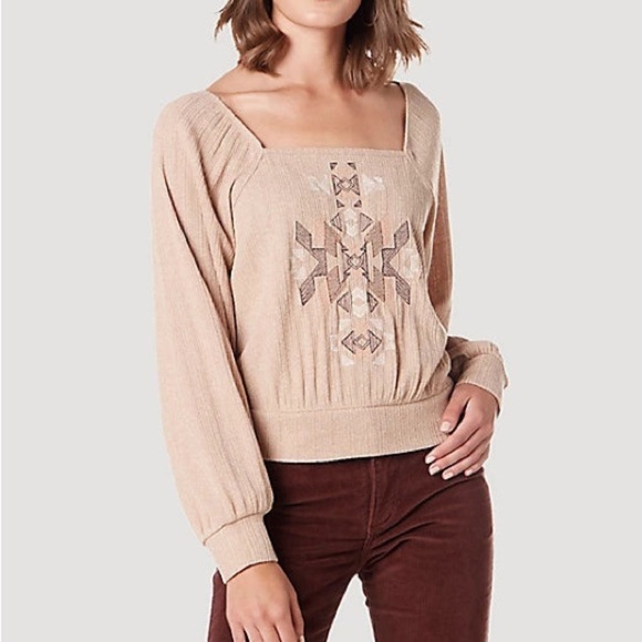 NWT Wrangler Retro Embroidered Square Neck Sweater - Size S - Picture 1 of 7